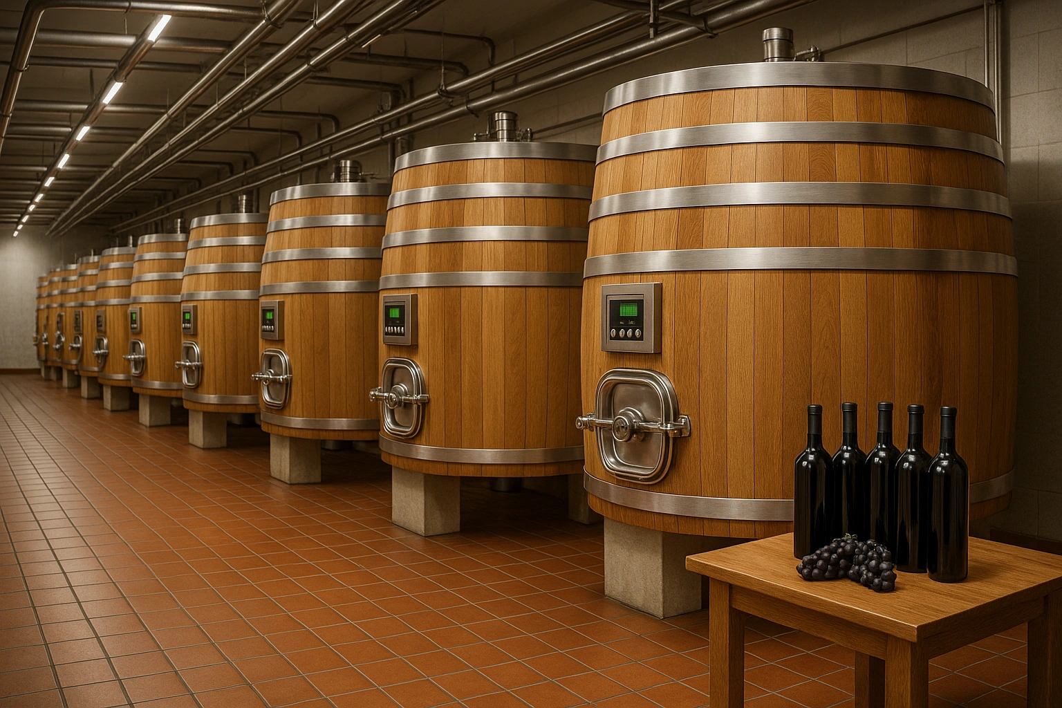 Compact oil mill line: washing, crushing, decanting and filtering.